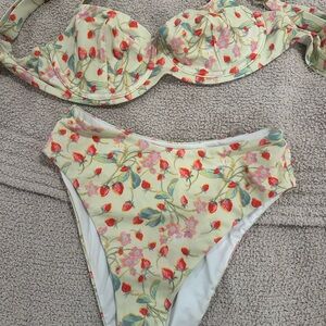 Victoria's Secret Light Yellow & Strawberry Bikini